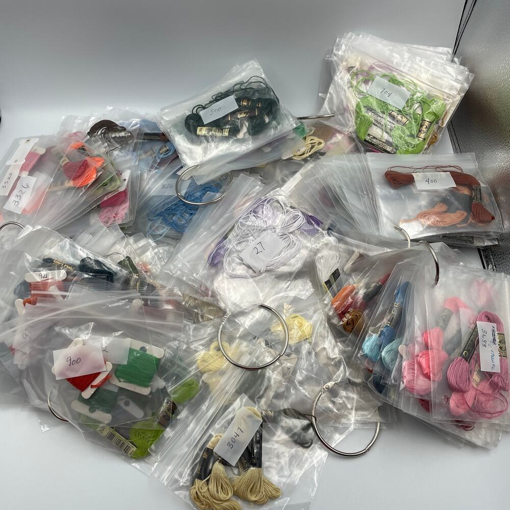 Large Lot DMC Embroidery Floss Numbered Bags Discontinued Cross Stitch Craft